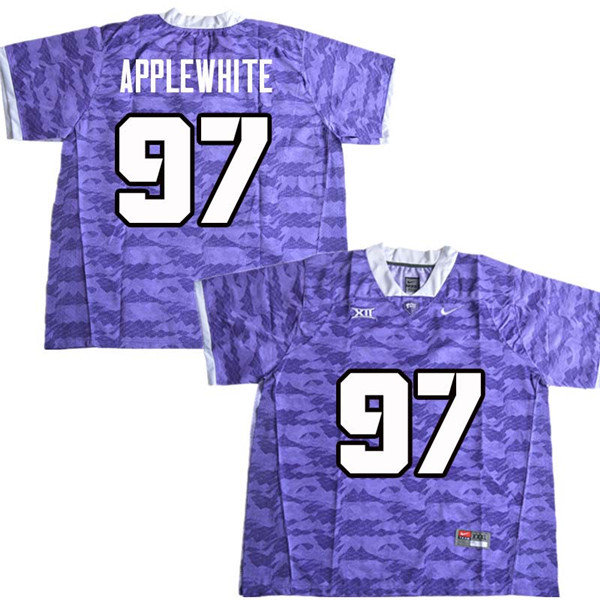 Men #97 Christian Applewhite TCU Horned Frogs College Football Jerseys Sale-Purple